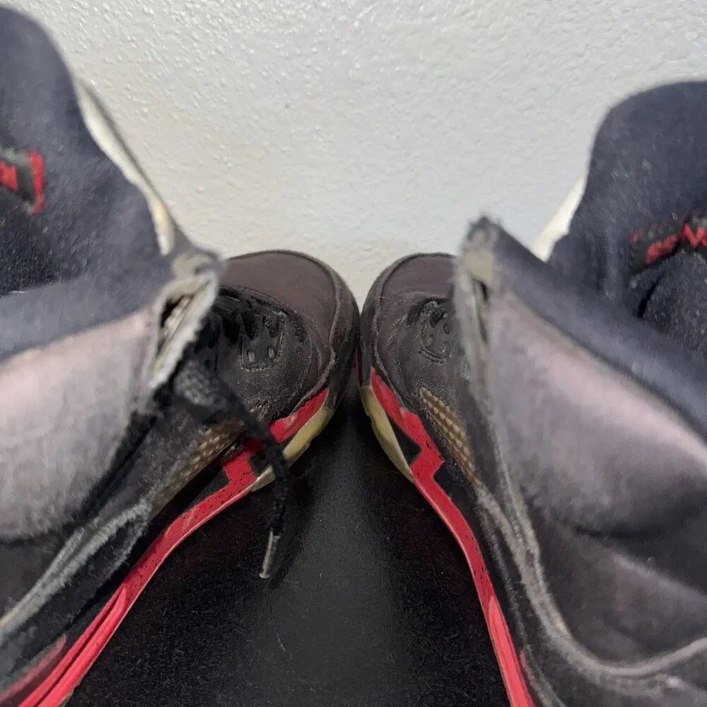 Nike Air Jordan 5 Satin Bred Black Red Size 6Y  / Women's 7.5 Sneakers